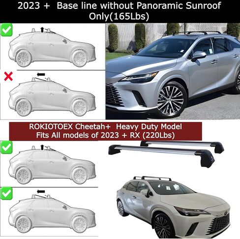 ROKIOTOEX Roof Rack Crossbars Fit for 2023 2024 2025 Lexu-s RX Moonroof (NOT Compatible with Panoramic Roof) Flush Side Rails, Cross Bars for Rooftop Cargo Box, Ski Board, Bike Carrier Silver in Saudi Arabia