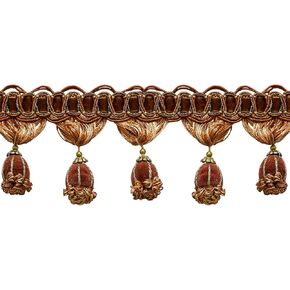 3" (7.5cm) Long Noblesse Collection Victorian Style Tassel Fringe Trim (TFH3), Toffee Brown Multicolor #08 (Light Brown, Chocolate Brown) 5 Yards (15 ft/4.5m)