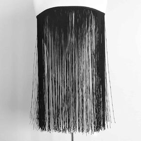Long Fabric Fringe Trim - Black (Multiple Lengths) (Black, 24" Long)