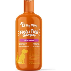 Zesty Paws Flea and Tick Shampoo for Dogs - Veterinarian Formulated to Kill Fleas, Ticks & Their Eggs - Soothes Itchy & Irritated Dog Skin - Cedarwood Oil, Rosemary Oil & Peppermint Oil