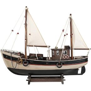 SAILINGSTORY Wooden Fishing Boat Model Ship Model Sailboat Decor