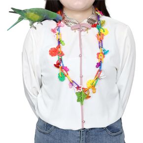 2 Pack Bird Necklace Toy Rainbow Necklace Bird Toy Bird Chewing Toy Cage Links Bird Swing & Climbing Chain for Smaller-Sized Birds