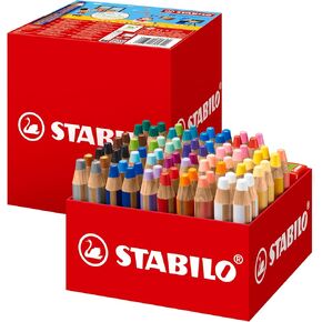 STABILO Multi-Talented Pencil woody 3 in 1 - Classpack of 76 - Assorted Colours with 4 Sharpeners