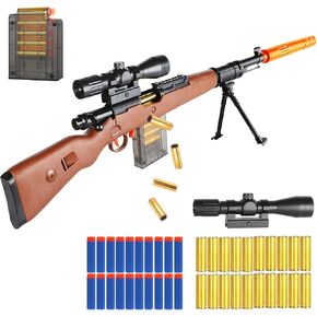 Toy Sniper Rifle Gun with Shell Ejecting Mechanism, Spring-Powered Pump Action, Realistic Design for Outdoor Shooting Games & Collectors, Safe Foam Bullets for Kids Ages 8+