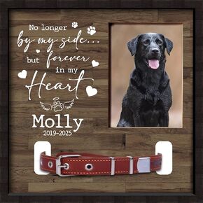 Custom Dog Collar Frame Memorial – Pet Loss Shadow Box with Photo and Collar Slot – Dog Remembrance Gift for Passing Away – RIP Dog Tribute Display