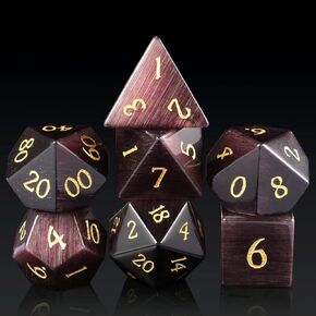 DNDND Amethyst Crystal DND Dice Set 7 PCS Gemstone D&D Dice with Gorgeous Gift Case for Dungeons and Dragon Tabletop Game (Amethyst)