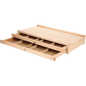 DIYEAH Wooden Art Supply Scovering Box مع منظمات مزدوجة متعددة للدهانات وأدوات الرسم للفنانين والاستخدام في الهواء الطلق