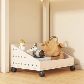 Multi-Layer Book Cart with Wheels, Under Desk Mobile Bookshelf, Multifunctional Slide Out Rolling Utility Cart for Home Office Living Room School(Size:15.75 * 11.81 * 21.26in,Color:White)