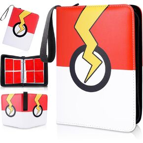 Card Binder 4- Pockets, Trade Binder Fits 400 Cards with 50 Pages,Light weight Collection Card Book, Game Card Case book With Magnetic Closure for Gifts- Red(Small)