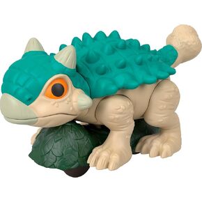 Fisher-Price Imaginext Jurassic World Dinosaur, Ankylosaurus Push-Toy with Rolling Wheels & Wiggling Motion, 5.5 Inches Tall