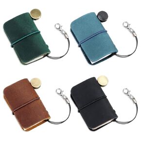 Styquenzer 4 Pcs Vintage Cute Mini Notebook, 1.9 x 1.3 Inch Small Miniature Notebook Refillable Portable Travel Journal Pocket Tiny Notebooks Journals Leather Cover with Book Insert for Travel Write