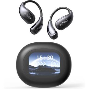 MINISO MS189 AI Language Translator Earbuds, Translator Earbuds Real Time, OWS LCD Touchscreen Translator Bluetooth Headphones Support 134 Languages & Accents, Suitable ​​for Android &iOS, Black