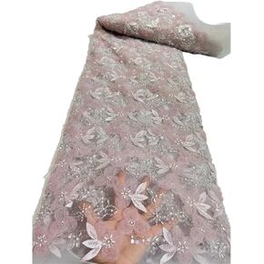 Fashion Sequins Tulle Embroidered Lace Fabric Beaded Sequins Lace Fabric for Wedding Dress for DIY Clothing Wedding Dress(Color-05)