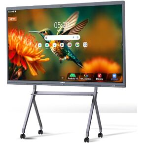 JAV Smart Board Google EDLA-Certified 4K Interactive Whiteboard for Office & Classroom Dual 48 MP AI Cameras, 2 x16W Soundbar, Android 14 OS 8GB+128GB, （Wall Mount Included）
