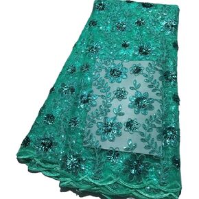 Sequins Lace Fabric Embroidery Mesh Tulle Fabric for Wedding Dress for DIY Clothing Wedding Dress(Color-E,2.5yard)