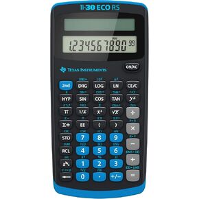 Texas Instruments TI-30 ECO RS School Calculator, Technical Scientific (Single Line 10 Digit Display, Solar Powered) Black