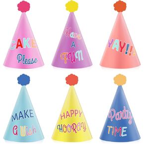 24PCS Colorful Party Hats for Happy Birthday Party Supplies Rainbow Themed Party Cone Hats Colorful Paper Hats Party Decorations for Kids and Adults Birthday Baby Shower Bridal Shower Party Favor