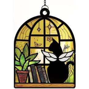 DOPTIKA Pet Memorial Suncatcher Ornament, Cat Memorial Gifts for Loss of Cat, Pet Sympathy Gift, Suncatchers for Windows Hanging, Bereavement Gifts for Loss of Pet