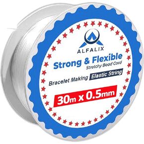 Pack of 3 30mx0.5mm Clear Elastic Thread Bracelet Making Strong & Stretchy Elastic String, Durable & Transparent, Bracelet Elastic for Jewellery Making Beading & DIY Craft Projects Bracelet String