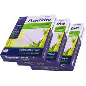 Executive Multipurpose Copy Printer Paper - Size 8.5" x 11", 20lb - Sugarcane Fiber, 92 Bright White Paper, Ideal for All Office & Photocopy Printers & Designs (3 Reams - 1500 Sheets)