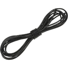 uxcell Round Leather Cord, 2mm x 5.5 Yards Full-Grain Leather String Rope for Jewelry Beads Making Necklace Bracelet DIY Handmade Crafts, Black in Saudi Arabia
