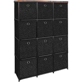 Storage Tower Unit with 12 Drawers, Vintage Floral Cube Organizer Shelf, Tall Fabric Dresser for Bedroom, Closet, Nursery, Hallway, Entryway in Kuwait