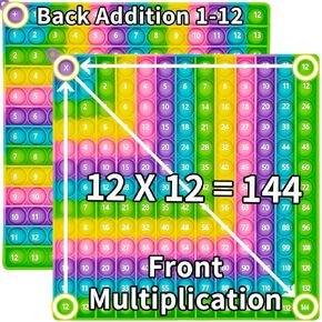 12x12 Math Pop Board for Kids - Interactive Multiplication Table Chart with Poppable Bubbles, STEM Sensory Learning Toy, Classroom & Homeschool Tool, Stress Relief Game, CPC Certified