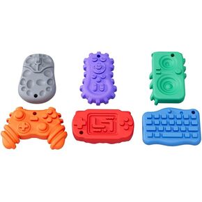 6Pcs Fidget Toys Kids Sensory Stone,Gamepad Texture Worry Stone for Kids& Adults Calming,Party Favors,Stocking Stuffers,Classroom Rewards,Adults Stress Relief Sensory Toy-ADHD Toys