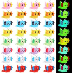 32pcs Axolotl Resin Charms, Luminous Mini Axolotl Figures, Mini Resin Animals Glow in The Dark for DIY Bracelet Necklace Keychain Jewelry Making