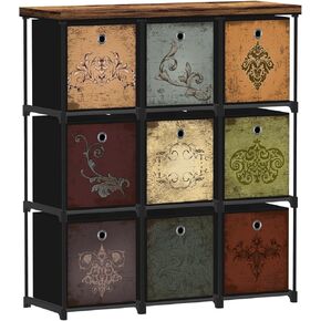 Storage Tower Unit with 12 Drawers, Vintage Floral Cube Organizer Shelf, Tall Fabric Dresser for Bedroom, Closet, Nursery, Hallway, Entryway