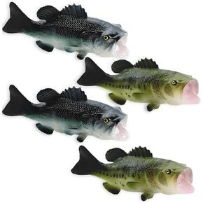 4 Pack Fake Fish, 6.1 Inch Artificial Lifelike Large Mouth Bass Sea Fish Models for Food Display, Party Display, Kitchen Decor, Photography Props(Blue,Green)