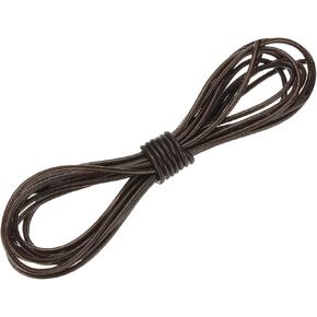uxcell Round Leather Cord, 2mm x 5.5 Yards Full-Grain Leather String Rope for Jewelry Beads Making Necklace Bracelet DIY Handmade Crafts, Black