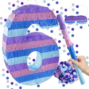 Video Game Birthday Decorations, Number 7 Video Game Pinata with 16 Inch Pinata Stick Blindfold Confetti for Game Enthusiast Party Decoration Supplies (7th)
