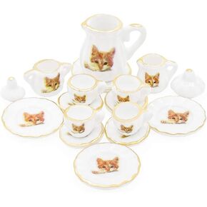 Odoria 1:12 Miniature 15Pcs Blue Porcelain Chintz Tea Cup Set (Blue)