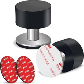 Door Stoppers,2PC Door Stop Wall Protector, Door Stoppers for Bottom of Door with Self Strong Adhesive,for Home & Office Use（Black Door Stopper）