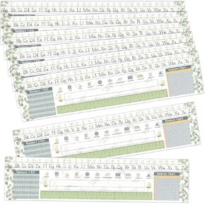 Kosiz 36 Pcs Eucalyptus Desk Name Tags for Classroom 13 x 3" Nameplates Alphabet Multiplication Ruler Shapes Plate Topper for Students Kindergarten Preschool 1st to 5th Grade Greenery Classroom Decor