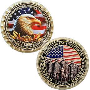 Military Challenge Coins Thank You for Your Service Military Favors Challenge Coins Military Appreciation Coins (Golden)