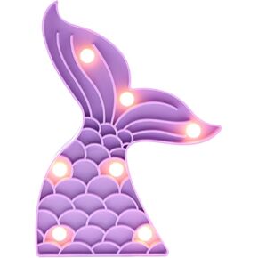 Mermaid Birthday Decorations, Light Up Mermaid Tail Sign, Under the sea Birthday Party Decorations, Little Mermaid Party Decorations (Purple）
