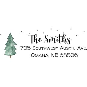 Personalized Christmas Tree Return Address Labels - Custom Holiday Return Address Labels, Set of 120 Self Adhesive Mailing Rectangle Personalized Name Stickers (White)