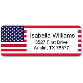 Personalized Return Address Labels - USA Flag Design - 60-1020 Custom Self-Adhesive Stickers