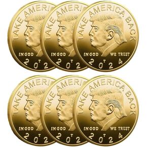 2024 Donald Trump Collectible Gold-Plated Coin with Case, Support Re-Election (6 Pack,Gold)