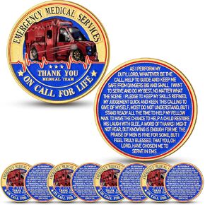 10 Pcs EMS Challenge Coin 1.77 Inch Emergency Medical Services Commemorative Coins Bulk Paramedic Prayer Gift Accessories