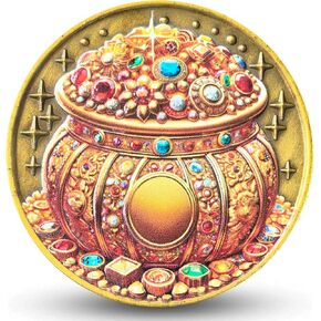 Treasure Pot Lucky Coin Multi-Functional Lottery Ticket Scratcher Tool & Good Luck Charm Symbol of Wealth and Prosperity