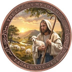 The Lord is My Shepherd Inspirational Challenge Coin Christian Faith Gift, Psalm 23:1 Religious Medallion Prayer Protection Pocket Token