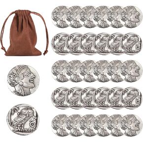 30 Greek Coins,30 Pieces of Silver Coin with Bag,Metal Religious Old Roman Coin,Lots of Coins Christian Accessories Funny Gift for Catholic Priests,Monedas De Plata