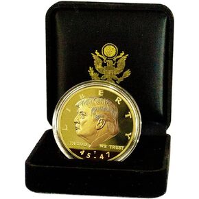 Donald Trump Gold Coin Set 45-47 President, Velvet Case, 2+ Term Collector’s Edition, Commemorative Gold Plated Replica Coin w/Cert of Auth (Velvet 45-47)