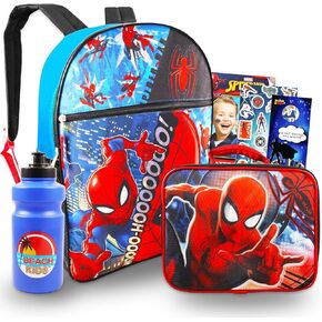 Spiderman Backpack with Lunch Box Set - Spiderman Backpack for Boys Kids, Insulated Lunch Bag, More | Spiderman School Supplies