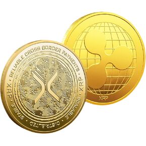 Gold-Plated Ripple XRP Coin – XRP Ripple Physical Crypto Coin – Commemorative Cryptocurrency Collectible – Hobby Gift for Crypto Enthusiasts