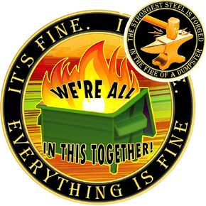 Dumpster Fire Challenge Coin, Colorful Fine Mini Dumpster Fire Coin, A Funny and Inspirational Office Gift for Men Women Colleagues