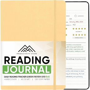 PRODUCTIVITY STORE Reading Journal, Book Journal & Book Tracker - Best Gifts For Book Lovers & Gifts For Readers - 65 Book Reviews - A5, 5.8" x 8.3 - Black